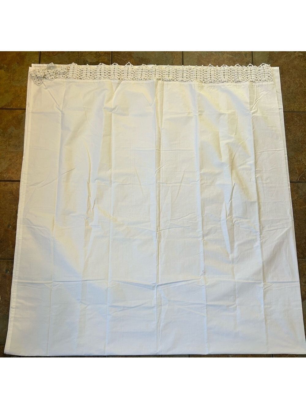 Pottery Barn Flat Sheet Queen Organic Cotton Crochet Edge French Country Boho